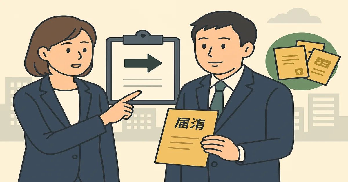 退職代行利用後の流れと手続きに必要な書類のチェックリスト風